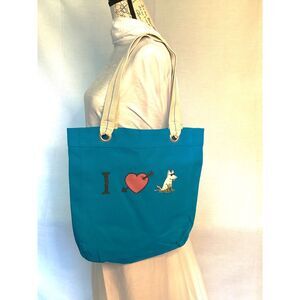 I Love Dogs Bright Blue Canvas Tote Bag by Teddy the Dog NEW with Tags